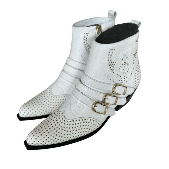 Anine Bing Penny Leather Ankle Boots Booties White NEW - Picture 10 of 16